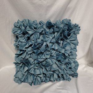 Slate Blue Ruffle Decorative Pillow